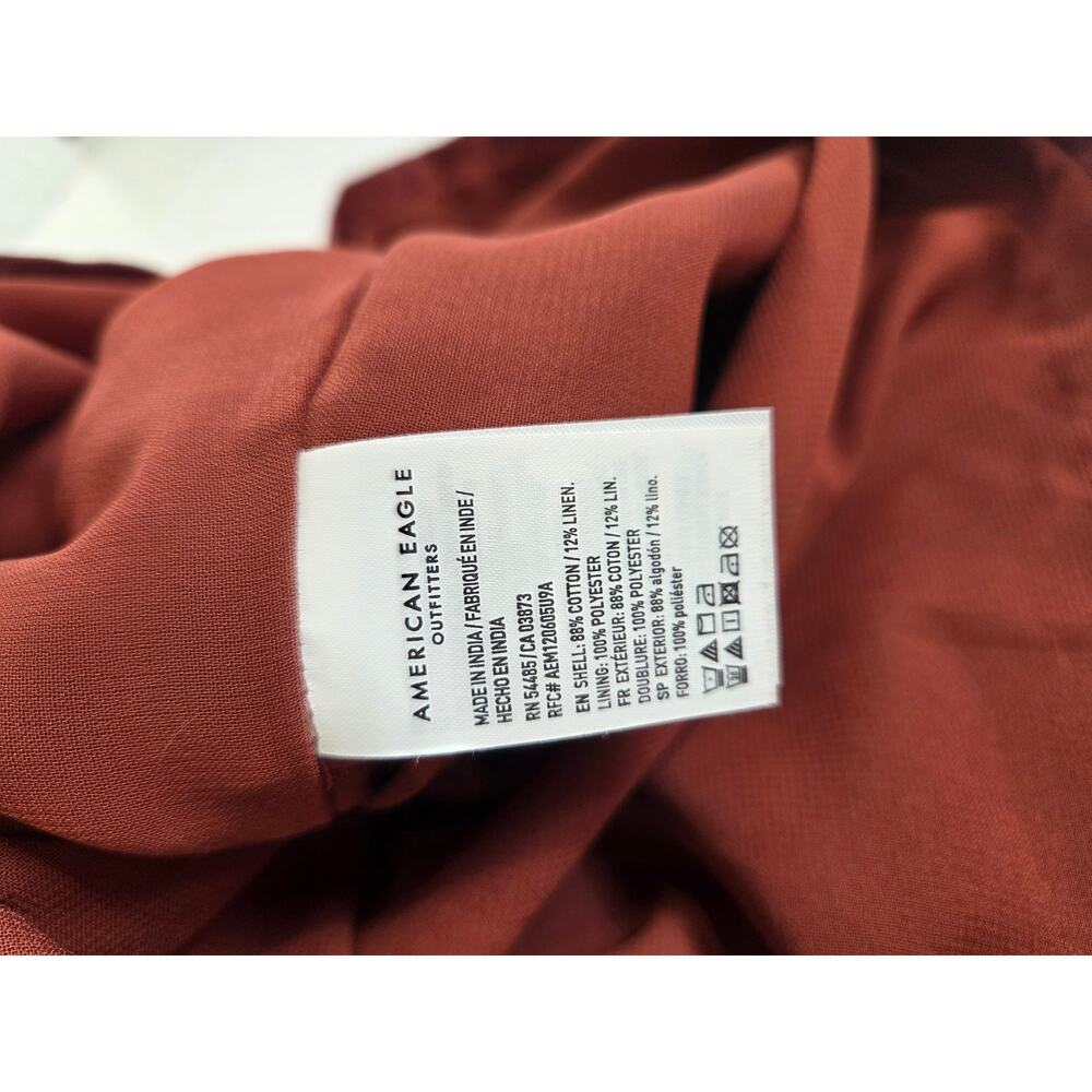 American Eagle Womens Brick Red A Line Linen Blend Lined Mini Skirt Size L - Picture 7 of 7